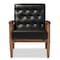Baxton Studio Sorrento Black Faux Leather Upholstered Wooden Lounge Chair 122-6764 - alternate 1
